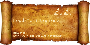 Lopóczi Luciusz névjegykártya